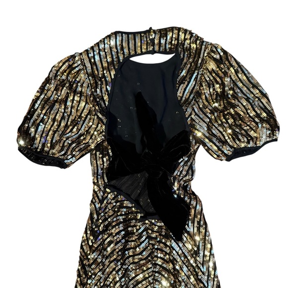 RIXO Gold Sequin Midi Dress Size Small - Picture 5 of 7